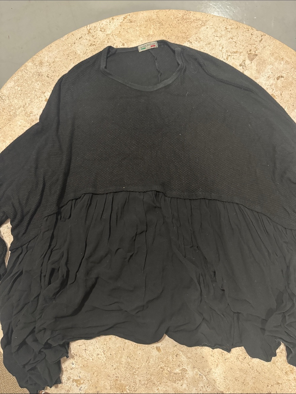Women's Black Two-Textured Flow Tunic Top